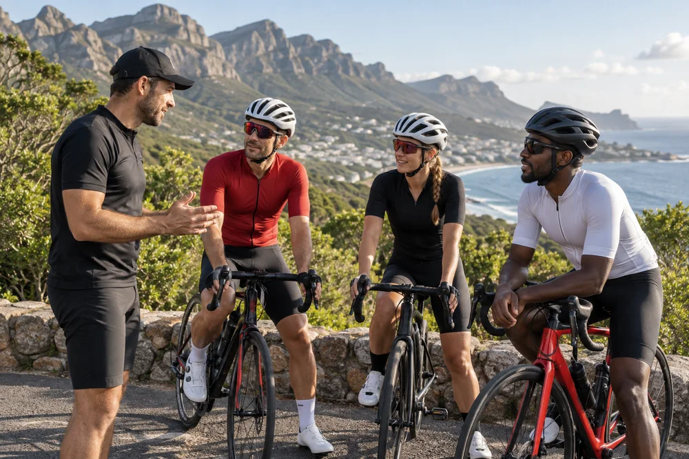 A coach bringing a cycling team together